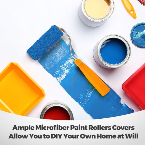 Leumoi 200 Pcs 4 Inch Mini Paint Roller Cover, Yellow Base, Black - color: Yellow Base, Black