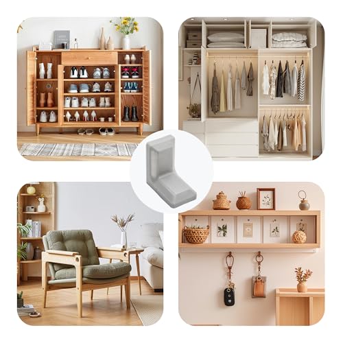 30PCS 90 Degree L Shape Metal Corner Brackets Gray Plastic Cover Right Angle Brace for Shelf Cabinet Chair Furniture, 1.1x1.1x0.7 with Screws - size: Gray