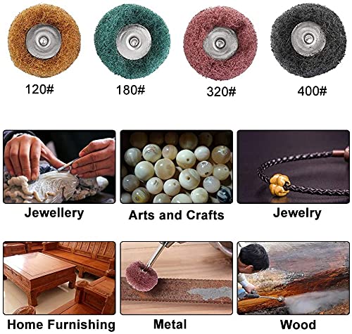 82PCS 1Inch Polishing Kit, Buffing Kit - Professional Wool Fabric Cotton Kit (50PCS) & Abrasive Set (32PCS) Mounted 3mm Shank for Rotary Tool Accessories