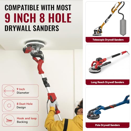 9 Inch 8 Hole Sanding Discs 60 Grit 20 Pack Hook and Loop Disc - style: 8 hole-60 Grit