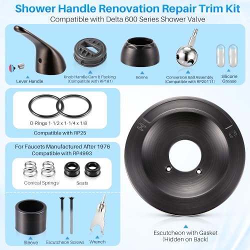 Shower Trim Kit Compatible with Delta RP54870, Lever, Oil Rubbed Bronze - color: Oil Rubbed Bronze