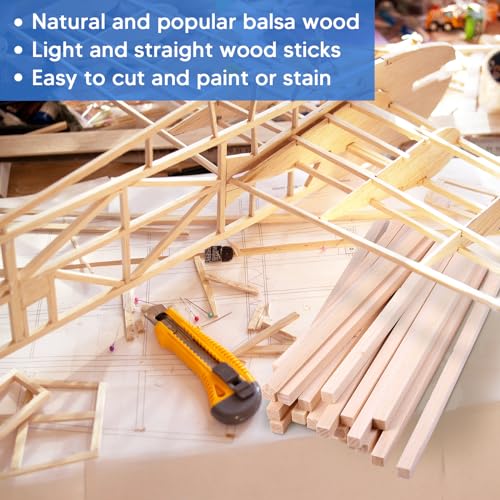 30 Pieces Balsa Wood Sticks 1/2 x 1/2 x 12 Inch Wood Strips Balsa Square Wooden Dowels Hardwood Unfinished Wood Sticks for Crafts DIY Projects Models Making Supplies - color: 12” X 1/2” X 1/2” 30Pcs