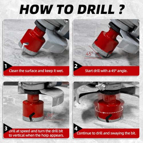 Diamond Hole Saw Kit, Tile Hole Saw Kit Vacuum Brazed 11Pcs (1/4"-4") - size: 6/8/10/20/35/50/65/100MM/2"/20MM