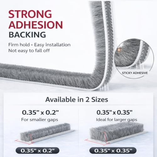 Weather Stripping, 39.4 FT Self-Adhesive Foam Door and Window Seal, Grey - size: 0.35'' Wide X 0.35'' Thick