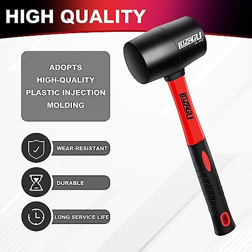 8oz Rubber Mallet Hammer, Fiberglass Handle, Rubber Mallet for Flooring, Tent Stakes, Woodworking, Camping, Soft Blow Tasks without Damage - style: 8oz Rubber Mallet