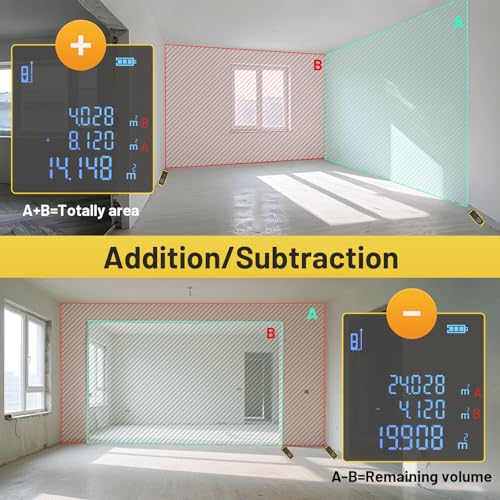 Laser Measure High-Accuracy Laser Measuring Tool Large Backlit LCD Display Laser Tape Measure Ft/in/Ft+in/M Electronic Tape Measure Distance/Area/Volume/Indirect Laser Range Finder