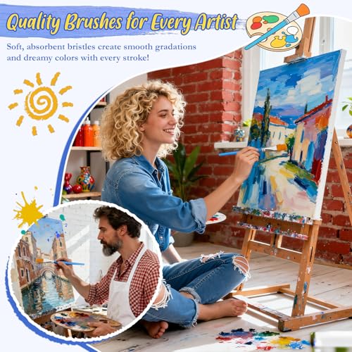 40 Pcs Flat Paint Brushes,1 Inch Craft Paint Brushes, Large Acrylic Paint Brush for Watercolor, Oil Painting, Acrylic,Big Paint Brush for Oil Paint and Body Painting Crafts, Rock Painting - color: 40 Pcs