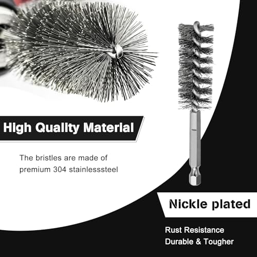 12 Pcs Stainless Steel Wire Bore Brush for Drill,5/16"-1-3/16" Cleaning Set ,Abrasive Drill Wire Brush with 1/4" Hex Shank, Different Sizes