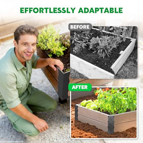 8 Pcs Metal Raised Garden Bed Corner Brackets L-Shape (11"x3"x3"), Black - color: Black