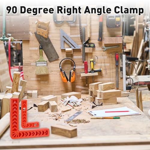 HARFINGTON 12Pcs Corner Clamp 90 Degree 4/3" Right Angle Clamp Set for Woodworking, ABS Plastic Positioning Square Tool for Picture Frame Box Cabinets Drawers, Orange