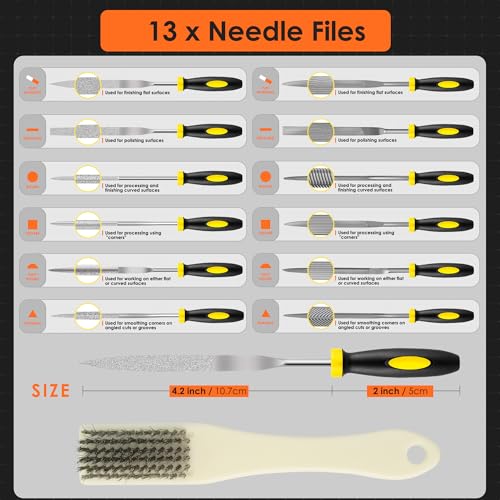 Small File Set, 13 Pcs Needle Diamond File - color: Black-13pcs