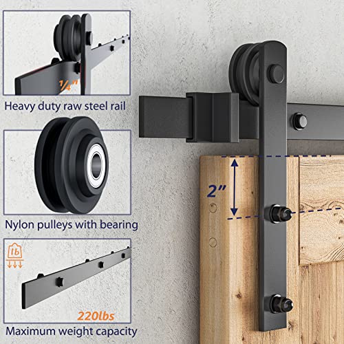 SMARTSTANDARD 10 FT Heavy Duty Sturdy Sliding Barn Door Hardware Kit Black - size: 10 Feet