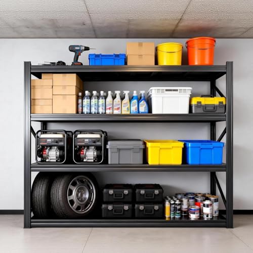 4-Tier Heavy Duty Garage Shelving, 5,000 lbs Capacity Adjustable Metal Storage Shelving Unit for Garage, Basement, Warehouse and Workshop, 71" W x 24" D x 71" H - size: 4T 71"W x 24"D x 71"H