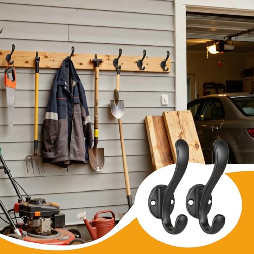 8 Pack Coat Hooks Wall Mount Heavy Duty Utility Retro Double Hooks for Hanging Coats,Hat, Towel, Key, Robe, Scarf, Bag, Cap (Black) - color: 8 Pack-Black