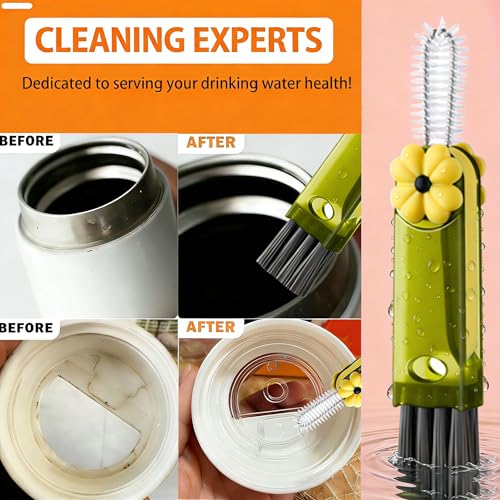 3 in 1 Cup Lid Cleaning Brush - Upgrade Cup Lid Brush, Portable Water Bottle Crevice Cleaner Brush for Tiny Cup Lid Detail, Bottle Tight Spaces Cup, Sealed Food Storage Containers with Lids(3 PCS) - color: Blue, Green, Black(four-leaf Clover)