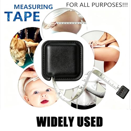 Tape Measure Body Measuring Tape for Sewing Tailor Craft Cloth Tape Measure for Body Medical Measurements Tape 60 Inch/1.5M Dual Sided Retractable Ruler - color: Black 1 pack square