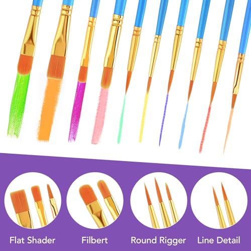 AROIC Acrylic Paint Brush Set, 24pack/240pcs Nylon Hair Paint Brushes - size: 240pcs-blue