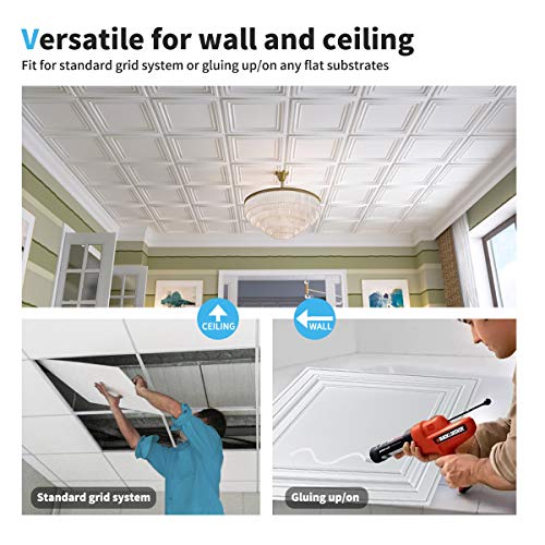 Art3d PVC Ceiling Tiles, 3D Plastic Sheet in White, 2 x 2 ft, 12-Pack - color: White 1, size: 24"x24"