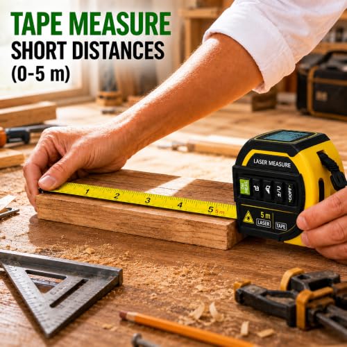 4-in-1 Digital Green Laser Tape Measure, 16FT Auto-Lock Tape, 328FT Laser