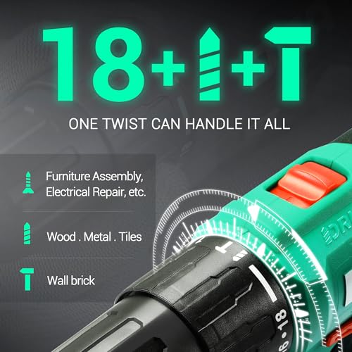 DCA 20V Cordless Hammer Drill, 354 In-lb Torque, 1/2" Keyless Chuck, 22500 IPM, 2 Variable Speeds, 18+1+1 Position, Power Impact drill (Battery and Charger not Include, tool only) ADJZ2035i13Z - style: 354 In-lb hammer drill(TOOL ONLY)