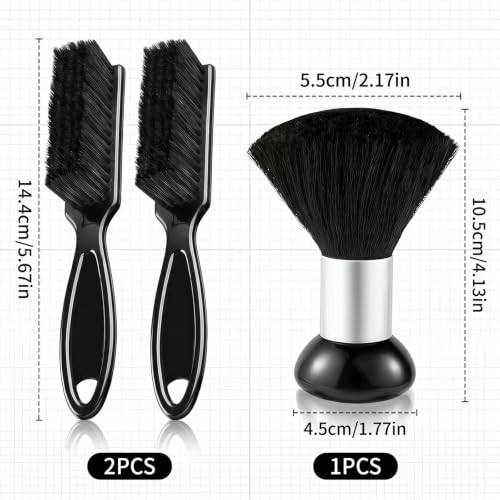 3 PCS Barber Brush Set with Neck Duster and Cleaning Brushes, Professional Barber Supplies for Hair Clipper and Styling Tool Maintenance