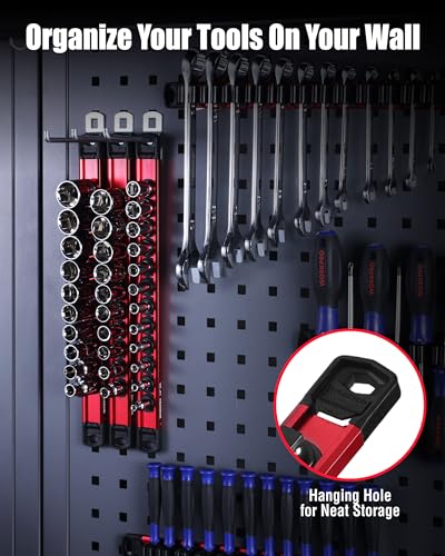 WORKPRO 6-Piece Magnetic Socket and Screwdriver Organizer Set - size: 3pc Socket Rail & 3pc Screwdriver Rail
