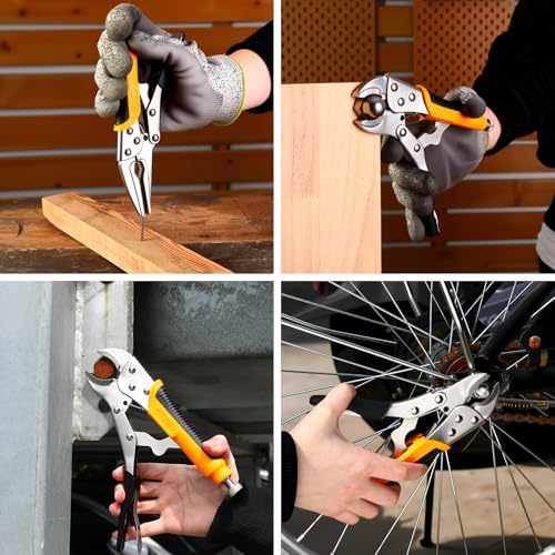 DEKOPRO 5-Piece Locking Pliers Set,Vice Grips Pliers Set with Cr-V,5"/7"/10" Curved Jaw Plier, 6.5"/9.5" Long Nose Plier