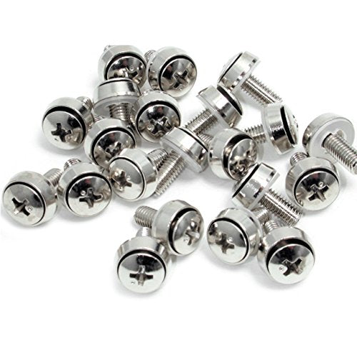StarTech 100-Pack M6 12mm Mounting Screws, Nickel-Plated, 19in & 10in, TAA - color: Silver, size: 100-pack, style: Screw only