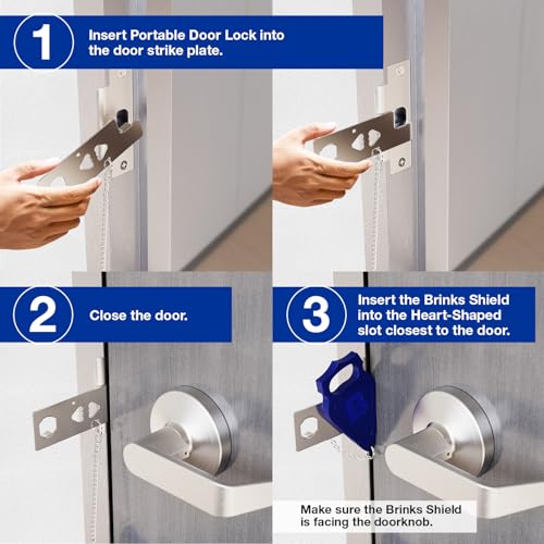 BRINKS – Portable Security Door Locks for Home, Dorm Room, Apartment, Hotel Safety, Short-Term Rentals, Security Door Latch - Privacy Latch, Easy Install (1 Pack)