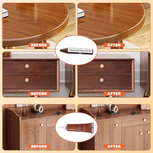 Kenbry Wood Repair Kit,Quick Fix Stick Restore Scratch, Holes for Wooden - color: 6+6 Color