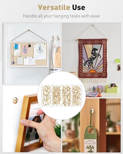 Uniclife 100 Pcs Picture Hangers, Picture Hanging Kit, 4 Size Picture Hanging Hooks, Picture Hanging Nails, Long Picture Hooks for Photo Frame Art Mirror and Décor, Gold - size: 100 Pcs, style: Gold