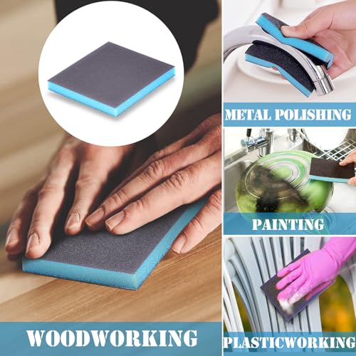 16Pcs 320 Grit Sanding Sponge, Jamiikury Sanding Blocks Washable and Reusable, Wet Dry Sandpaper Sponge for Wood Metal Furniture Paint and Drywall - size: 320 Grits