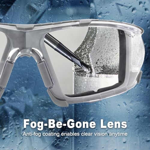 UKNOW Safety Glasses - Anti Fog Wraparound Lenses - Removable Foam Gasket - ANSI Z87.1 Protective Eyewear - Impact Resistant - color: Gray