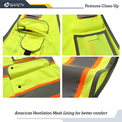 JKSafety Safety Vest for Men Women Reflective Hi Vis JK100 Yellow M - color: 100-yellowt2, size: Medium