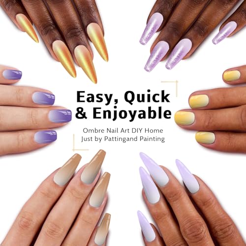 Ombre Gel Polish Palette,16Colors Pat Gel Paint Nail Art Kit Sponge Patting - color: 16 Colors D