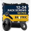 12-24 Rack Screws [50pk] – Rack Mount Screws with Nylon Washers for Server, Network, and Audio Equipment - size: 12-24 (50 Pack)