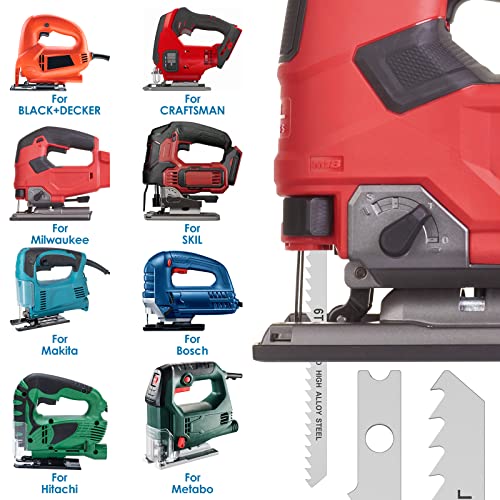 24PCS Jig Saw Blade Set, High Carbon Steel Assorted Saw Blades, U-Shank Sharp Fast Cut Down Jigsaw Blade for Wood Metal Plastic Cutting Includes 6t 8t 10t 14t 18t 24t 32t
