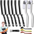 Crevice Cleaning Brush Set, Hard Bristle Gap Scrubber Tools for Bathroom Grout, Window Tracks & Shower Doors, Deep Cleaning Home Essentials & Practical Housewarming Gifts 12-Pack - color: Black