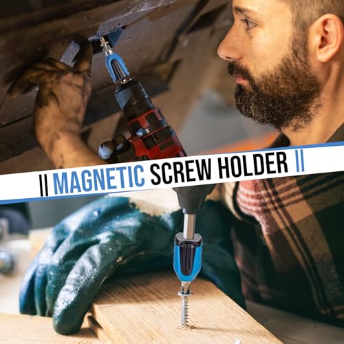 Ripeng 5 Pcs Magnetic Screw Holder Rings, 1/4 Inch/ 6.35 mm Screwdriver Driver Bits Magnetizer for Electric Drill and Hand Tools (Blue) (5, Blue) - color: Blue