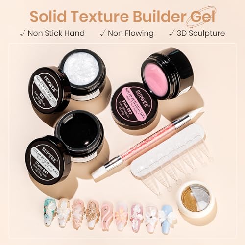 3d Gel Nail Art Sculpture Non Stick Hand Molding Gel for Nails | Multifunctional Solid Builder Gels for Extension Carving Sculpting Beauty Charms for Beignner and Salon DIY - color: Clear&Pink&Pearl White