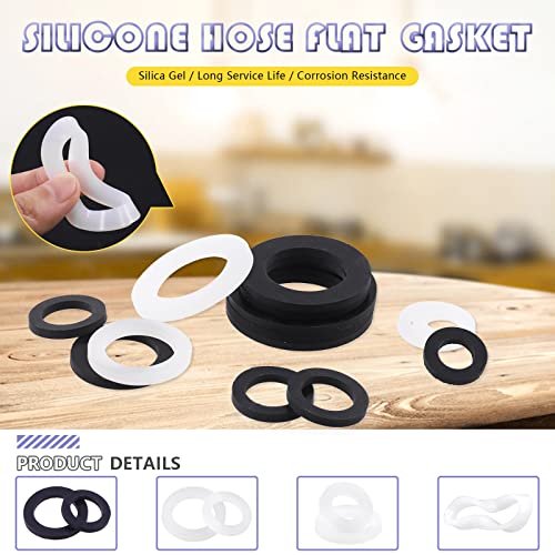 Swpeet 256Pcs 7 Sizes Flat Rubber and Silicone Washers O Ring Plumbing Washers Assortment Kit, Flat Gasket Hose Gasket Set Sealing Washer for Shower Head Washers Garden Faucet Water
