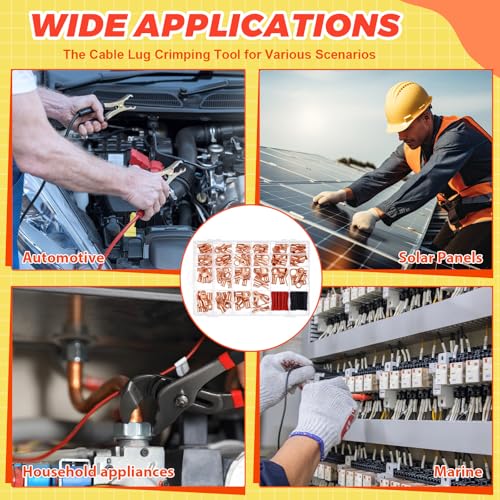 220 Pcs Battery Cable Ends Kit Battery Terminal Connectors with 110 Pcs Awg 1 2 4 6 8 1/0 2/0 Gauge Heavy Duty Copper Wire Lugs Kit Lugs Ring Terminals Gauge with 110 Items 3: 1 Heat Shrink Tubing