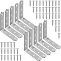10 Pcs L Bracket Corner Braces 4x4 Inch Heavy Duty Stainless Steel Shelf Brackets, 90 Degree Wall Hanging Support Joint Right Angle Hardware for Wood Shelves with Screws - size: 10PCS-Silver 100*100mm/4*4in