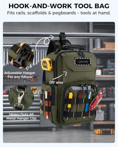 Electrician Tool Chest Bag, Tactical HVAC 3-Point Harness Olive - color: Green