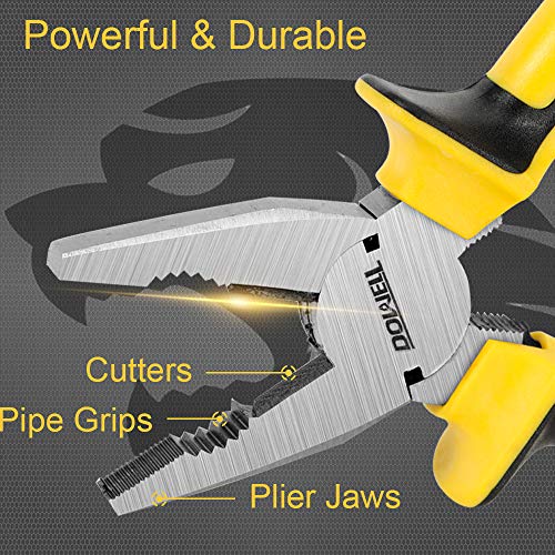 DOWELL Lineman's Pliers - 8 Inch Combination Pliers with Cutter | Nickel Chromium Steel Construction, Professional Handle, Upgraded version professional grips - size: 8" Lineman's Pliers