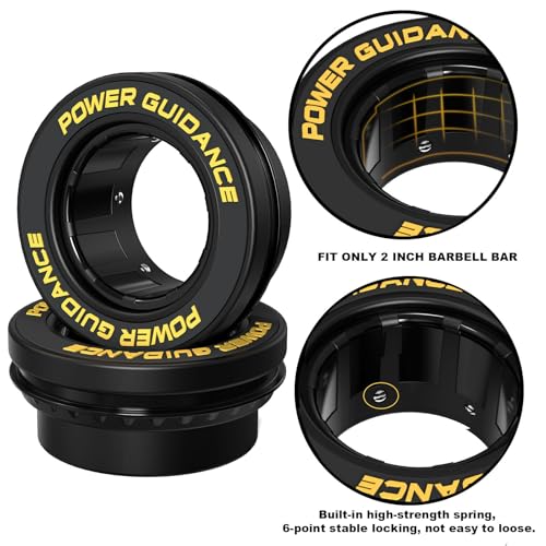 POWER GUIDANCE Fitness Barbell Clips 2" (Pair) - Quick fix Olympic Barbell Clamps & Collars for Secure Weightlifting & Powerlifting - Barbell Clips for Bars - color: Black