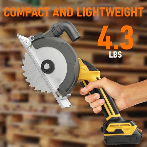6-Inch Cordless Circular Saw Compatible with DeWalt 20V Max Battery, 2.2"(90°), 1.5"(45°) Max Cutting Depth Lightweight with Tool Bag, Guide Ruler,6" Blade For Wood PVC Cutting (NO Battery)