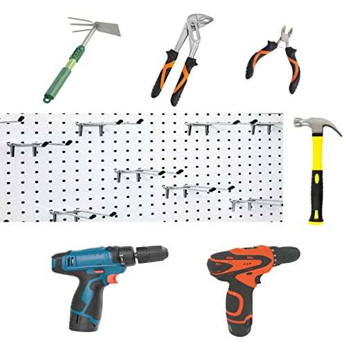 15 Pcs Double Pegboard Hooks 4 Inch, Heavy Duty Peg Board Hooks with Black Rubber Tipped, Pegboard Accessories Fit 1/4' Board Holes, Peg Tool Utility Hook Organizers for Garage