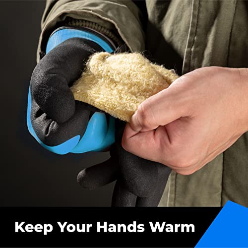 toolant 100% Waterproof Winter Work Gloves, Thermal Insulation with Grip - color: Blue, size: Large (Pack of 1)