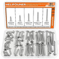 #12 x 3/4" 1" 1-1/4" 1-1/2" 2" Wood Screws Set, HELIFOUNER 51 Pieces Phillips Pan Head Self-Tapping Screws Assortment Kit, Phillips Pan Head Wood Screws, 304 Stainless Steel - size: #12